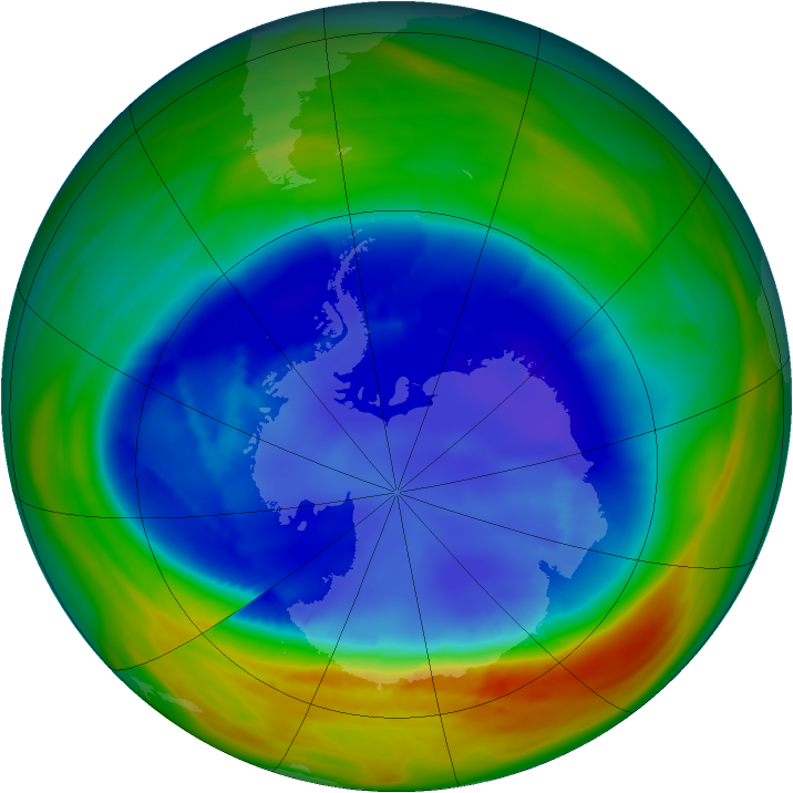 Antarctic ozone map for 27 August 2007